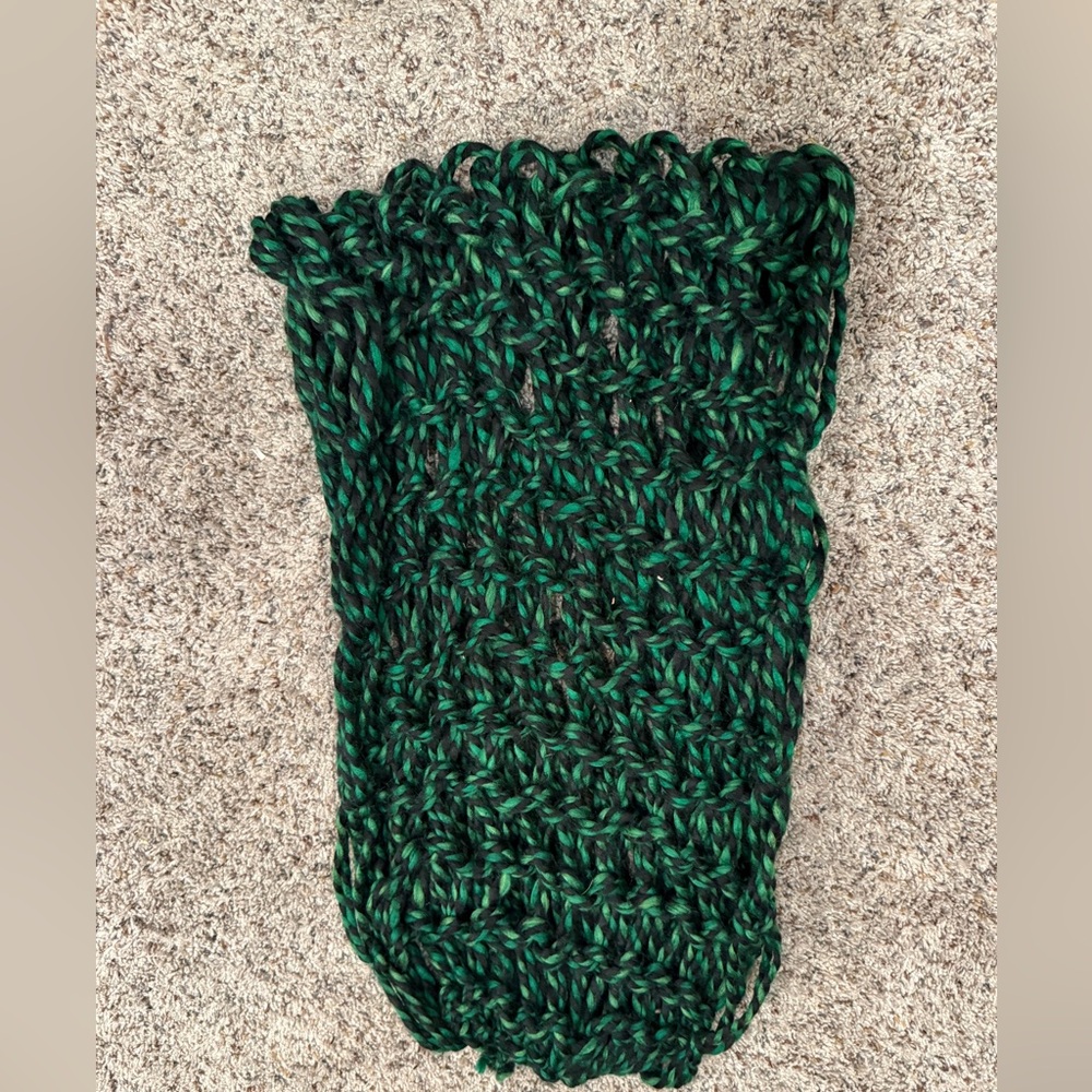 Handmade Green and Black Knit Scarf